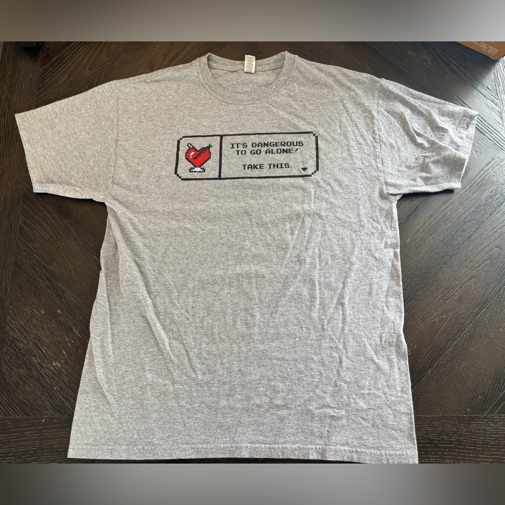Men's Grey Pixel Heart Graphic Tee‎